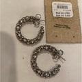 Anthropologie Jewelry | Anthropologie Small Crystal Tube Hoop Black Or Silver 1” Diameter | Color: Black/Silver | Size: Os