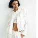 Zara Jackets & Coats | Nwt Zara Linen Blend Pocketed Bomber Jacket Oyster White | Color: White | Size: M-L