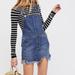 Free People Dresses | Free People Torn Up Denim Overall Jumper Mini Dress Frayed Uneven Hem Size 2 Euc | Color: Blue | Size: 2