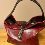 Dooney & Bourke Bags | Dooney & Bourke Deep Red Croc Leather Logo Lock Hobo Shoulder Bag | Color: Red | Size: Os