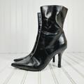 Nine West Shoes | Nine West Black Leather Pointed Toe Side Zip Mid Calf High Heels Boots I684 | Color: Black | Size: 8