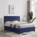 Mercer41 Upholstered Velvet Queen Bed Frame w/ Drawer & a Pull-out Double Bed Upholstered in Blue | 46 H x 64.5 W x 85 D in | Wayfair