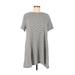 Ann Taylor LOFT Casual Dress - Shift: Gray Chevron/Herringbone Dresses - Women's Size Large
