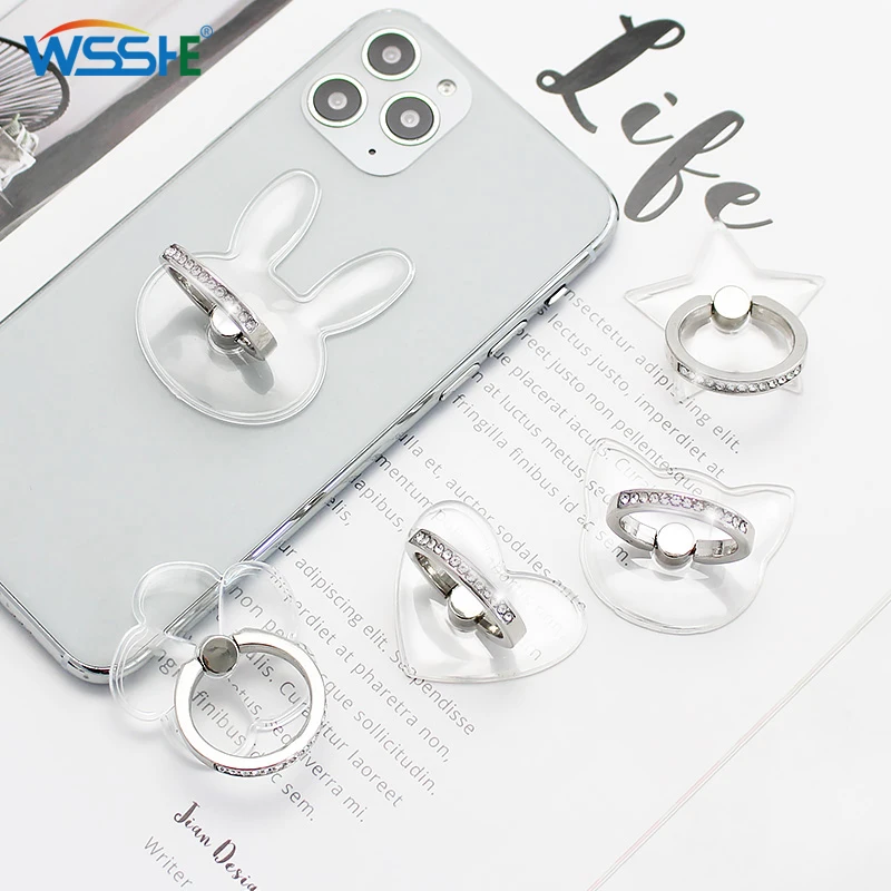 Anneau de doigt Transparent universel, support de téléphone portable pour Smartphone, pour iPhone 12 Xiaomi Samsung, support de voiture pour téléphone intelligent