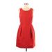 J.Crew Casual Dress - A-Line Scoop Neck Sleeveless: Red Print Dresses - Women's Size 6