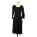 Nine West Casual Dress - Midi Scoop Neck 3/4 sleeves: Black Print Dresses - Women's Size Large