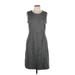 Lands' End Casual Dress - Sheath Crew Neck Sleeveless: Gray Print Dresses - Women's Size 10