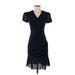 Cupcakes & Cashmere Casual Dress - Wrap V Neck Short sleeves: Blue Print Dresses - Women's Size 0