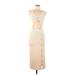 Shein Casual Dress - Midi V Neck Sleeveless: Ivory Print Dresses - Women's Size Medium Petite