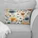 Designart "Yellow And Blue Nordic Blossom Serenity" Floral Printed Throw Pillow