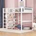Twin Size Metal Frame Loft Bed with 4-Tier Storage Shelves and Full Length Guardrail
