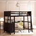Twin Size Loft Bed with 3-Drawers and Desk, Solid Wood Kids Bed Frame with Shelves and Ladder, for Bedroom, Espresso
