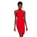 Trendyol Damen Mini-Wickelkleid, Normale Passform, gewebtes Kleid, rot, 60