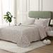 Jacquard Embroidered Stitching Soft Bedding Solid Summer Quilt Set, Grey Leaves with White Base