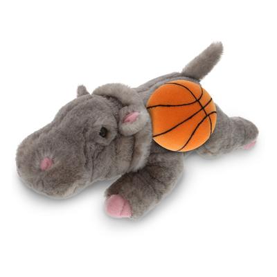 DolliBu Huggable Hippopotamus Stuffed Animal with Basketball Plush - 11 inches