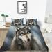 Wolf Painting Home Textiles Creative Duvet Cover Set with Pillowcase Highend Bedding Cover Set California King(98 x104 )