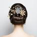 4pcs Wedding Handmade Fashion Hair Comb Set Floral Bridal Headpiece Hair Accessories Rhinestone Wedding Dress Accessories (Blue)