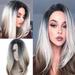 Huaai Split Hair Extension Trim Face Twocolor Bleaching and Dyeing Gradual Medium and Long Curly Hair Rose Hair Wigs Twocolor Hair Net Twocolor Gradient for Women Wig Bleaching Wig