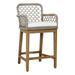 BenJara Aok 27 Inch Outdoor Counter Stool Chair Gray Woven Rope Curved Brown Teak