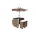 Homestock Timeless Tradition 6 Piece Wicker Rattan Outdoor Bar Set with Umbrella All Weather Outdoor Bar with Cushions for Patio and Poolside