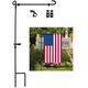 Stiwee Trendy Garden Decor Flagpole Garden Decoration Outdoor Garden Flag Pole Bracket Painted Iron Art Garden Courtyard Holiday Decoration Flag Pole Insert