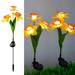 SDJMa Solar Powered Flower Stake LED Light 3 Heads Outdoor Daffodil Garden Garden Lights Waterproof Decorative Stakes Lamp for Garden Patio Gravestones Walkway(Orange)