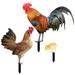 1 Set of Yard Rooster Stake Decor Ground Inserted Hen Decor Chick Sign Lawn Decor