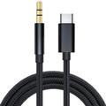 USB C Converter Jack Car Speaker USB Type C to 3.5mm Adapter Cord Audio Cable AUX Wire BLACK 100CM