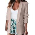 iOPQO cardigan for women Women Classic Blazer Jackets Business Casual Boyfriend Fashion Plus Size Lightweight Work Blazer Jacket Women s Blazers Khaki S