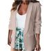 iOPQO cardigan for women Women Classic Blazer Jackets Business Casual Boyfriend Fashion Plus Size Lightweight Work Blazer Jacket Women s Blazers Khaki S