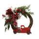 KYAIGUO Red Truck Christmas Wreath Ornaments Fall Eucalyptus Christmas Door Wreath Truck Autumn Wreath Decorations Window Front Door Decoration Wall Hanging Sign for Christmas Thanksgiving Party