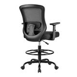 Coolhut Drafting Chair Ergonomic Home Office Desk Chairs Breathable Mesh Comfortable Work Chair Adjustable 2D Armrests Rocking Executive Chair Swivel Task Chair with Lumbar Support(Black)