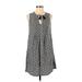 Old Navy Casual Dress - A-Line Tie Neck Sleeveless: Gray Dresses - Women's Size Small