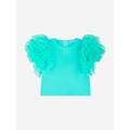 Mama Luma Girls Organza Flared Shoulder Blouse In Green Size 5 - 6 Yrs