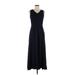 Talbots Casual Dress - A-Line V Neck Sleeveless: Blue Print Dresses - Women's Size Small