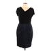 Tiana B. Casual Dress - Sheath V Neck Short sleeves: Black Dresses - Women's Size 12