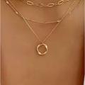 Free People Jewelry | Free People 14k Chain Layered Circle Pendant Necklace | Color: Gold | Size: Os