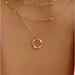 Free People Jewelry | Free People 14k Chain Layered Circle Pendant Necklace | Color: Gold | Size: Os