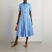 Gucci Dresses | Gucci Belted Pleated Cotton Oxford-Jacquard Midi Dress It42 = Us6 | Color: Blue | Size: 6