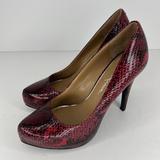 Jessica Simpson Shoes | Jessica Simpson Rich Red/Black Snakeskin Print Pumps Women's Size 7.5 High Heels | Color: Red | Size: 7.5