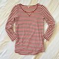 J. Crew Tops | J. Crew Drapey Striped Baseball Tee Sz S | Color: Red/White | Size: S