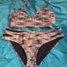 Athleta Swim | Athleta Bikini Med Bottom Small Top- Cute Pic A Boo Cut Out Black And White | Color: Black/White | Size: M