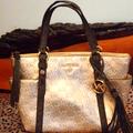 Michael Kors Bags | *Nwt* Michael Kors Signature Sullivan Gold & Brown Pvc Top Zip Tote/Handbag | Color: Brown/Gold | Size: 9"X12"X4"