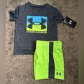 Under Armour Matching Sets | Kids Under Armour 2t Shorts And Matching Shirt Set | Color: Blue/Green | Size: 2tb