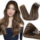 Hetto Micro Ring Hair Extensions Human Hair Balayage Micro Loop Hair Extensions Brown Human Hair Micro Hair Extensions Ombre #4 Dark Brown #18 Ash Blonde #4 Brown Straight 12 Inch 40g/50s