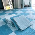 20 Piece Jigsaw Puzzle Playmats,Interlocking Carpet Tiles With Border,Plush Foam Floor Mat,Living Room,Bedroom,30 Cm And 60 Cm(Size:12x12x0.39 Inch,Color:Light Blue+Blue)