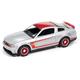 Autoworld 1/64 diecast Model of 2012 Ford Mustang Boss 302 Laguna Seca Ingot Silver Metallic and Red with Red Wheels Ltd Ed 13312 pcs 64262-AWSP046 B