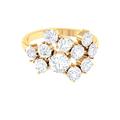 Rosec Jewels Certified Moissanite Cluster Cocktail Ring for Women| 4 Cttw| D-VS1 Quality, Yellow-Gold, Size:Z