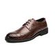 Ninepointninetynine Dress Shoes for Men Lace Up Wing tip Burnished Toe Derby Shoes Faux Leather Non Slip Anti-Slip Rubber Sole Classic (Color : Brown, Size : 9 UK)
