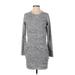 Athleta Casual Dress - Mini High Neck Long sleeves: Gray Print Dresses - Women's Size X-Small